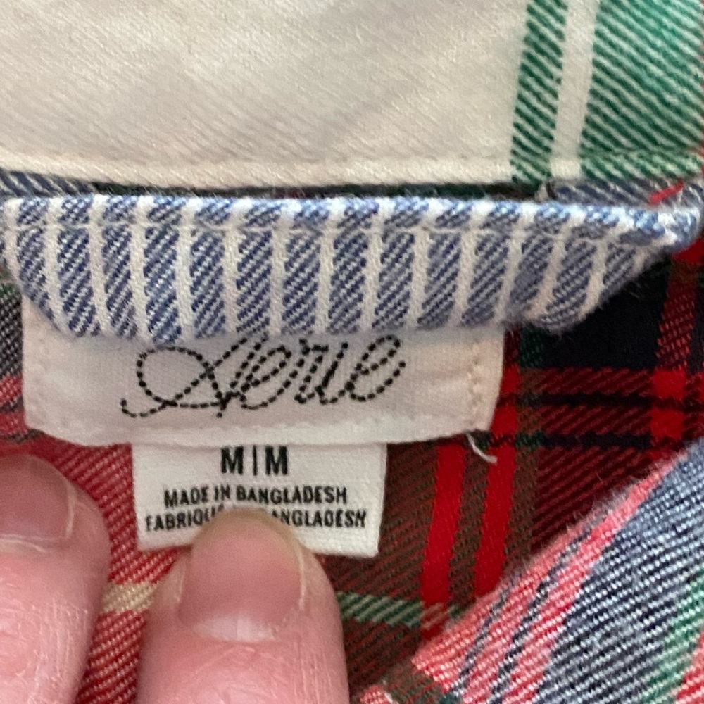 Aerie flannel pajama shirt red plaid medium NWOT - Picture 2 of 5